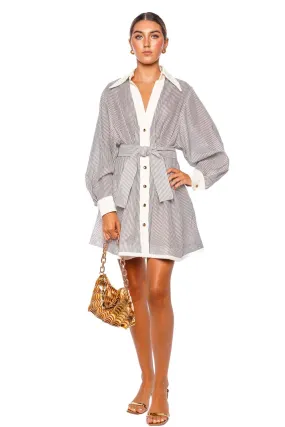 Illustration Striped Tuck Mini Dress