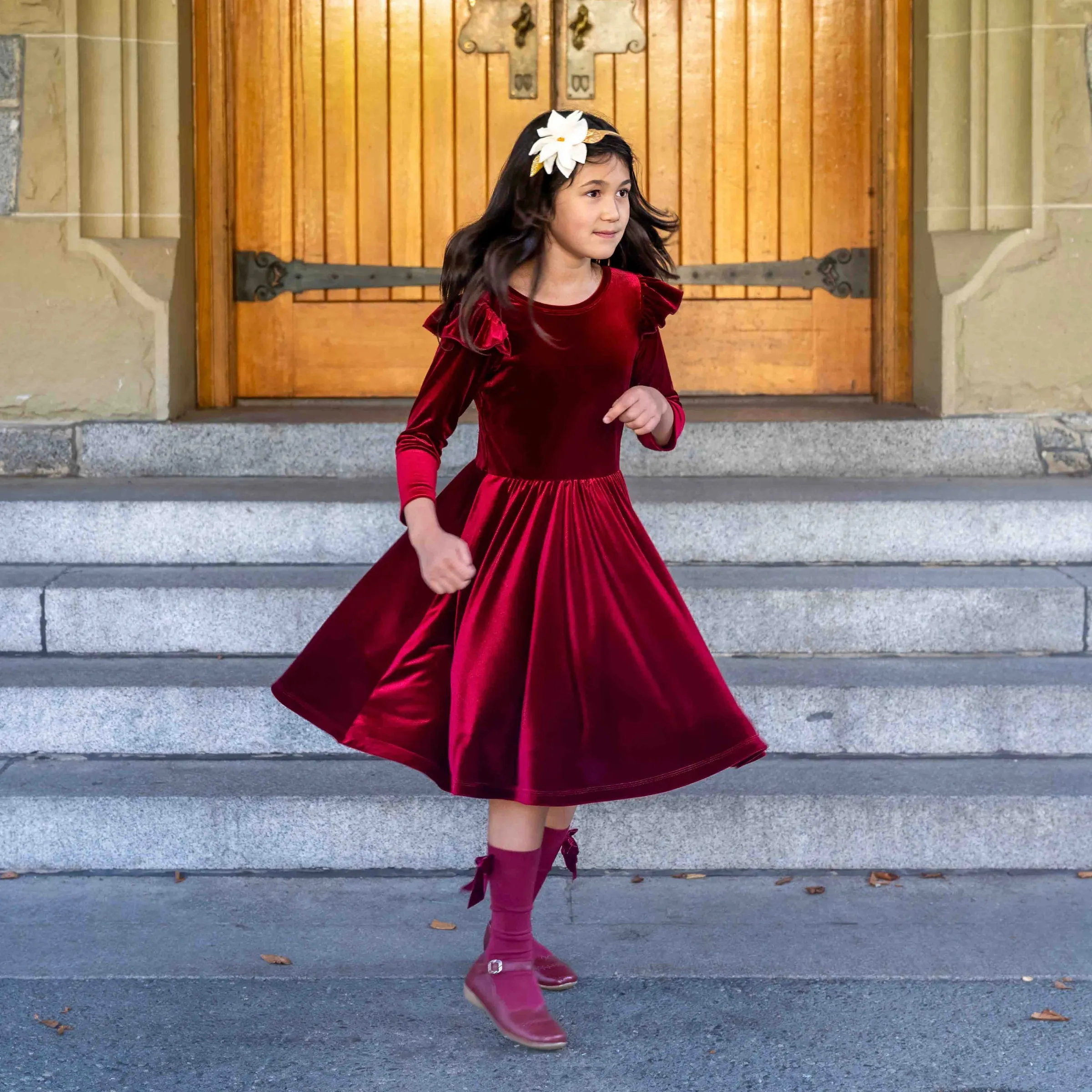 Isla Dress, in Lux Red Velvet | RTS