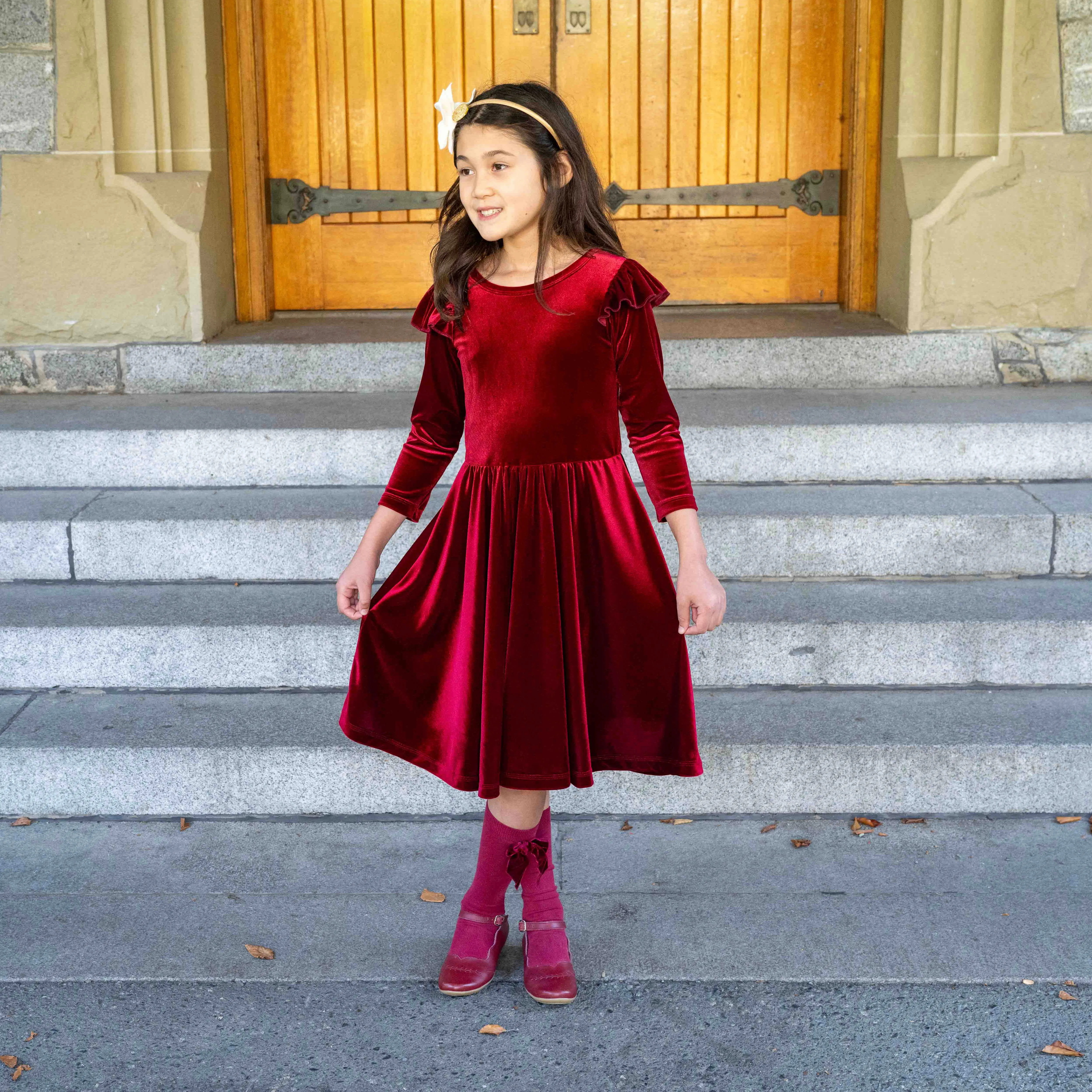 Isla Dress, in Lux Red Velvet | RTS