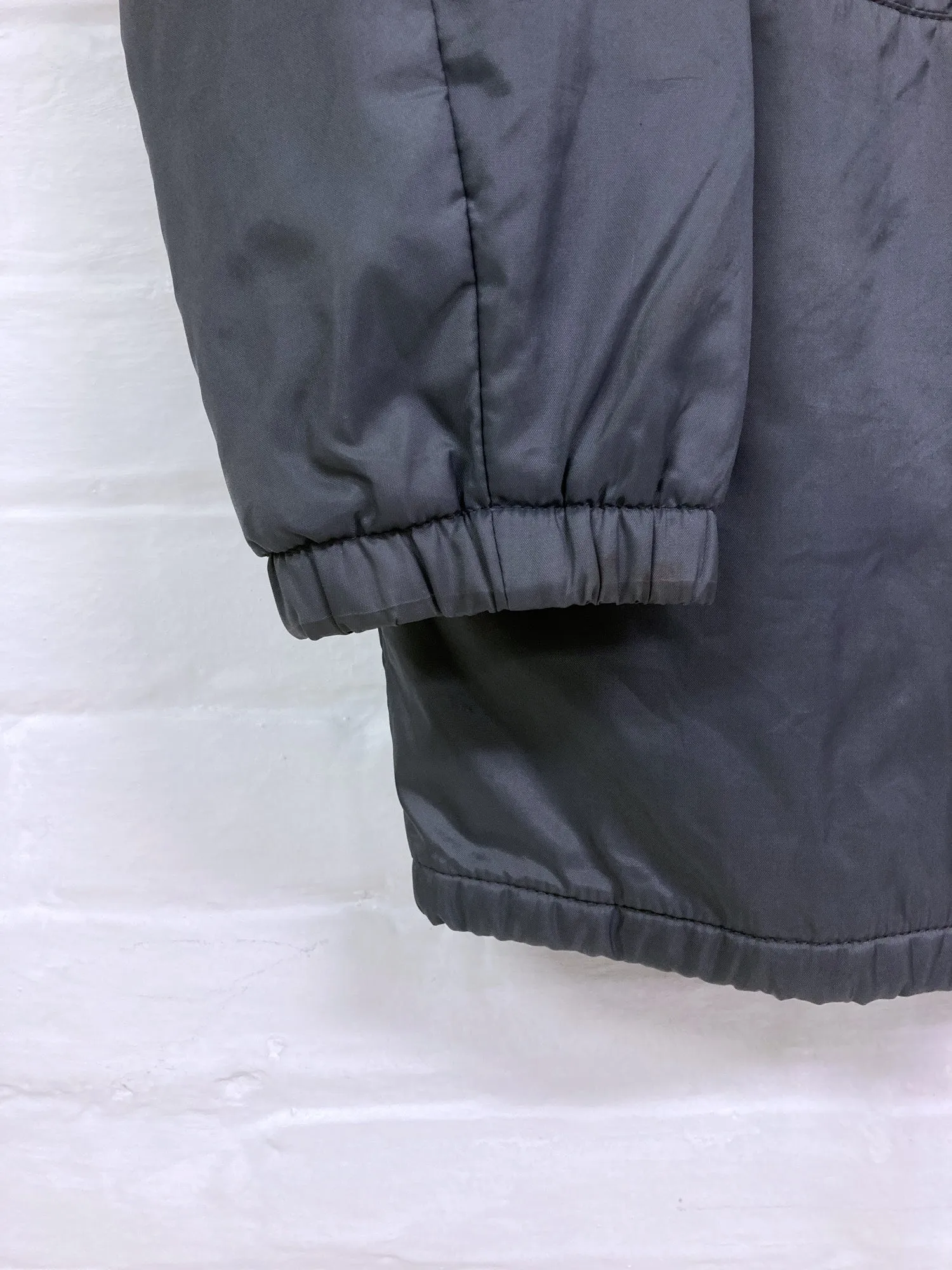 Jean Colonna padded grey nylon covered zip high neck coat - approx M