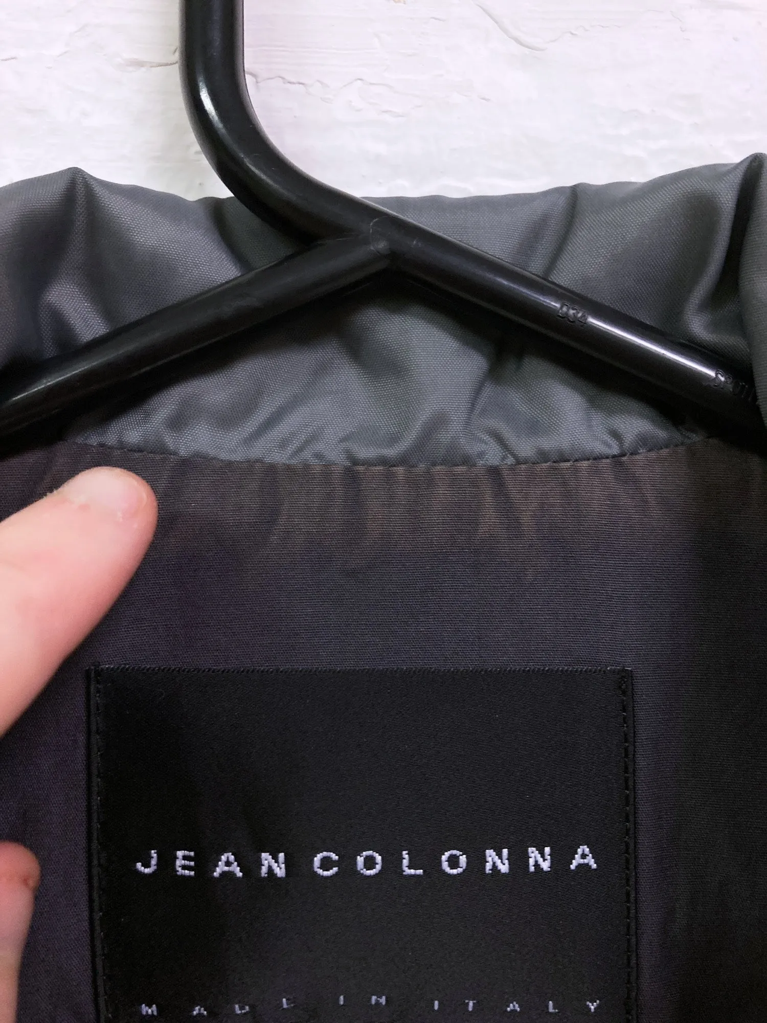 Jean Colonna padded grey nylon covered zip high neck coat - approx M