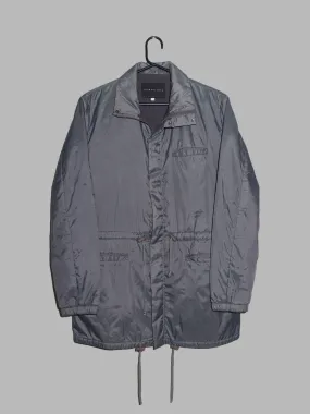Jean Colonna padded grey nylon covered zip high neck coat - approx M