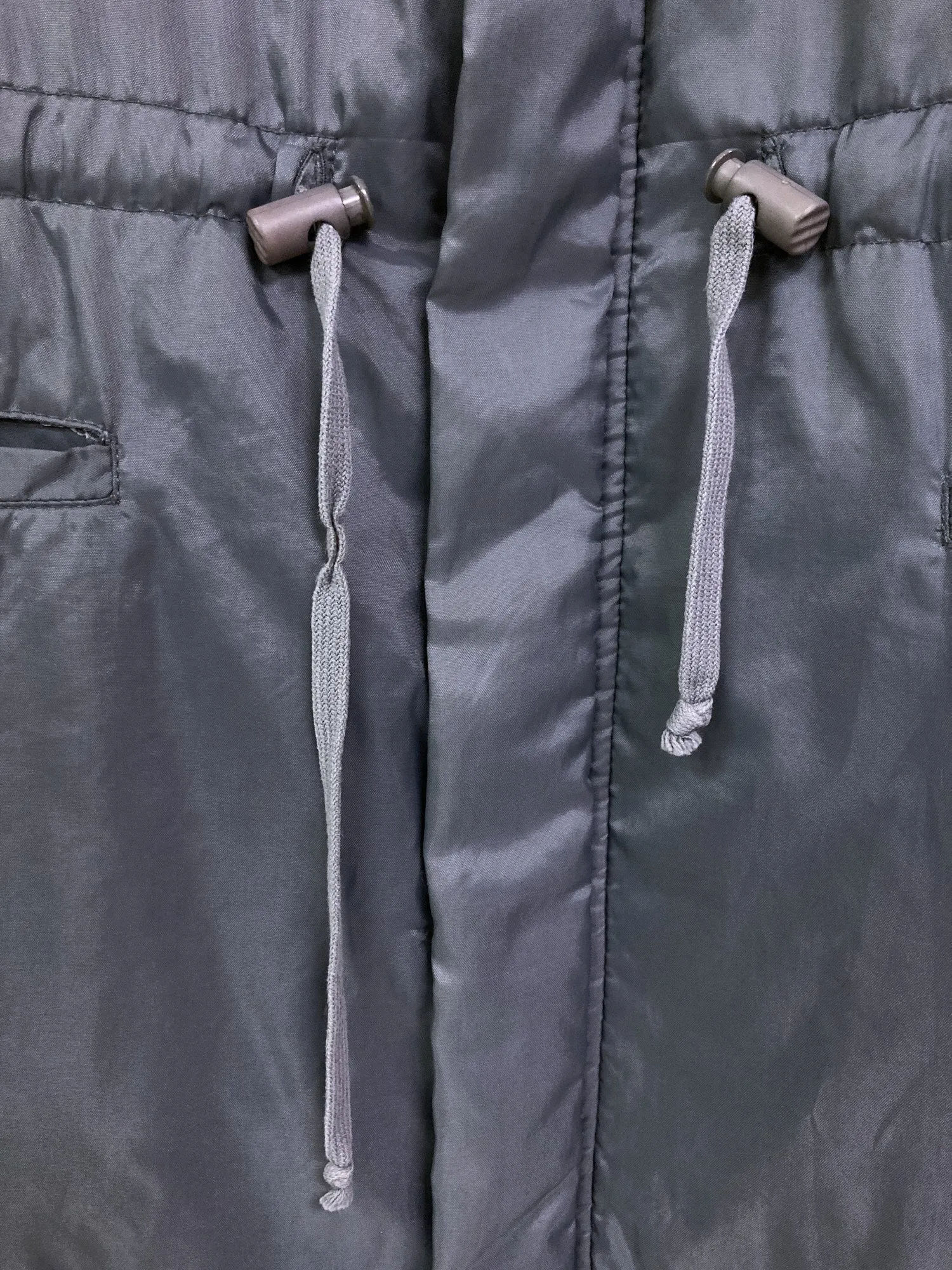 Jean Colonna padded grey nylon covered zip high neck coat - approx M