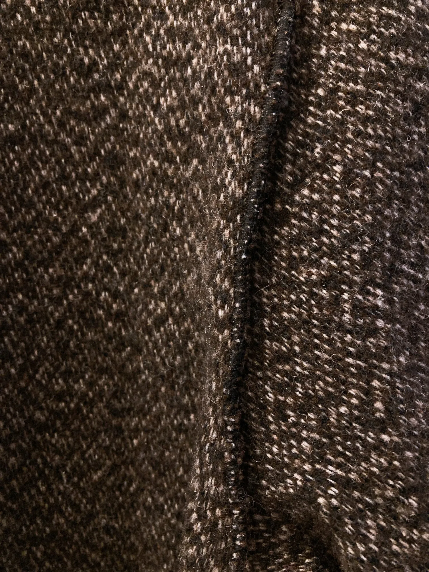 Jean Colonna textured brown knit overlocked three button coat - size M