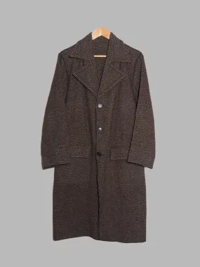 Jean Colonna textured brown knit overlocked three button coat - size M
