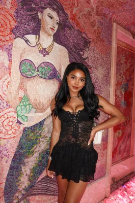 Jenesis Lace Mini Dress (Black)
