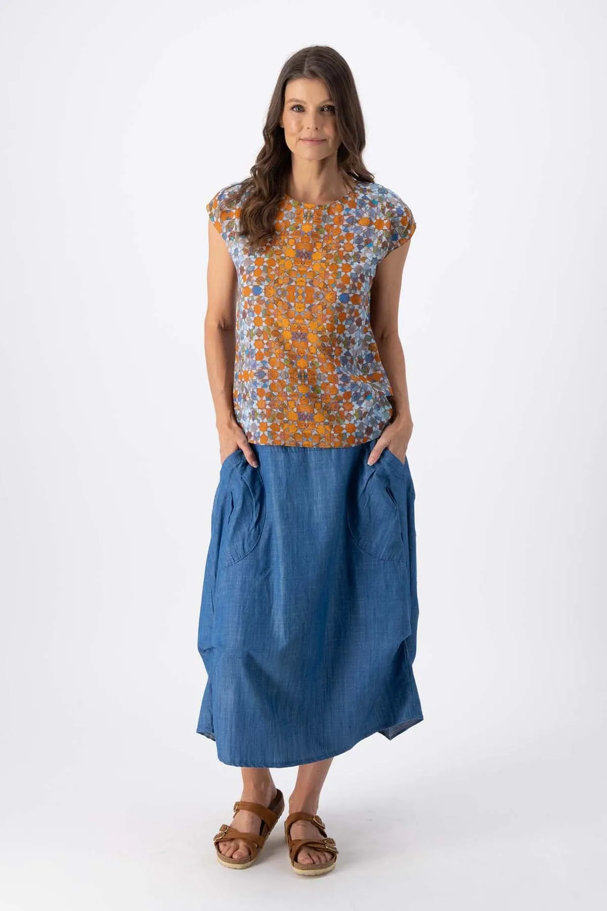 Kaleidoscope Tee Orange in Seersucker