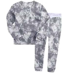 Kids Tie Dye Pajamas in Grey