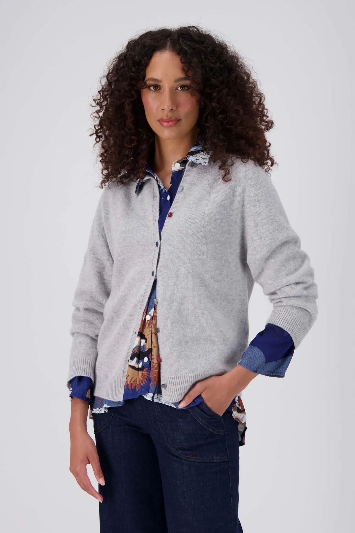 Kyoto Button Cardigan Light Grey