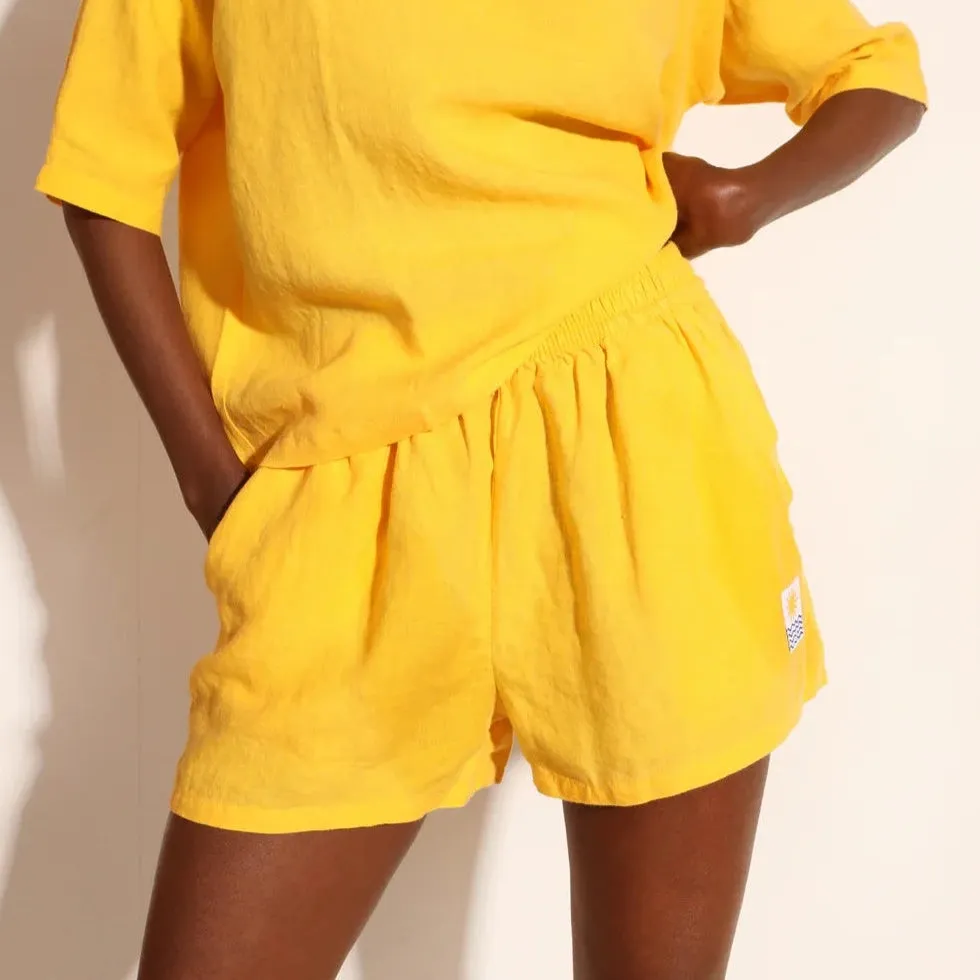 L F Markey Canary Linen Shorts