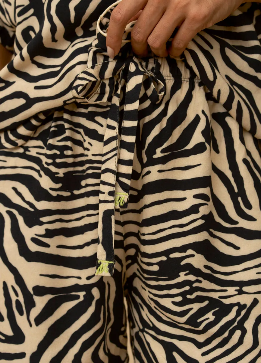 Maaji Black Zebra Slumber Short Sleeve Short Set