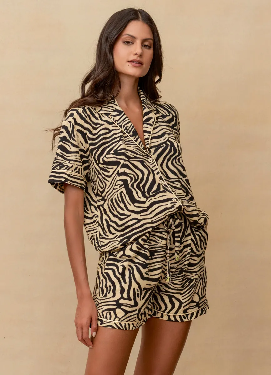 Maaji Black Zebra Slumber Short Sleeve Short Set