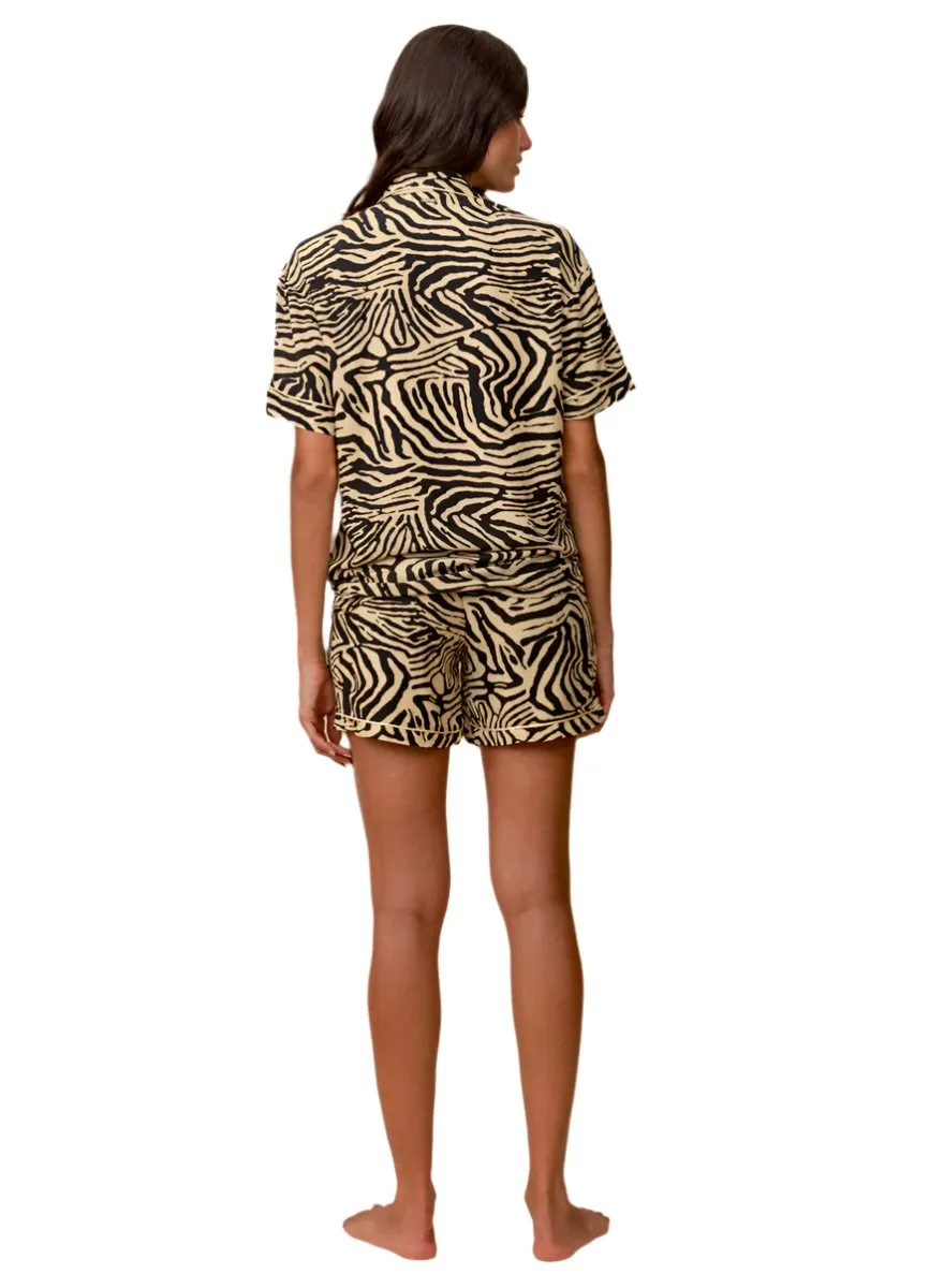 Maaji Black Zebra Slumber Short Sleeve Short Set