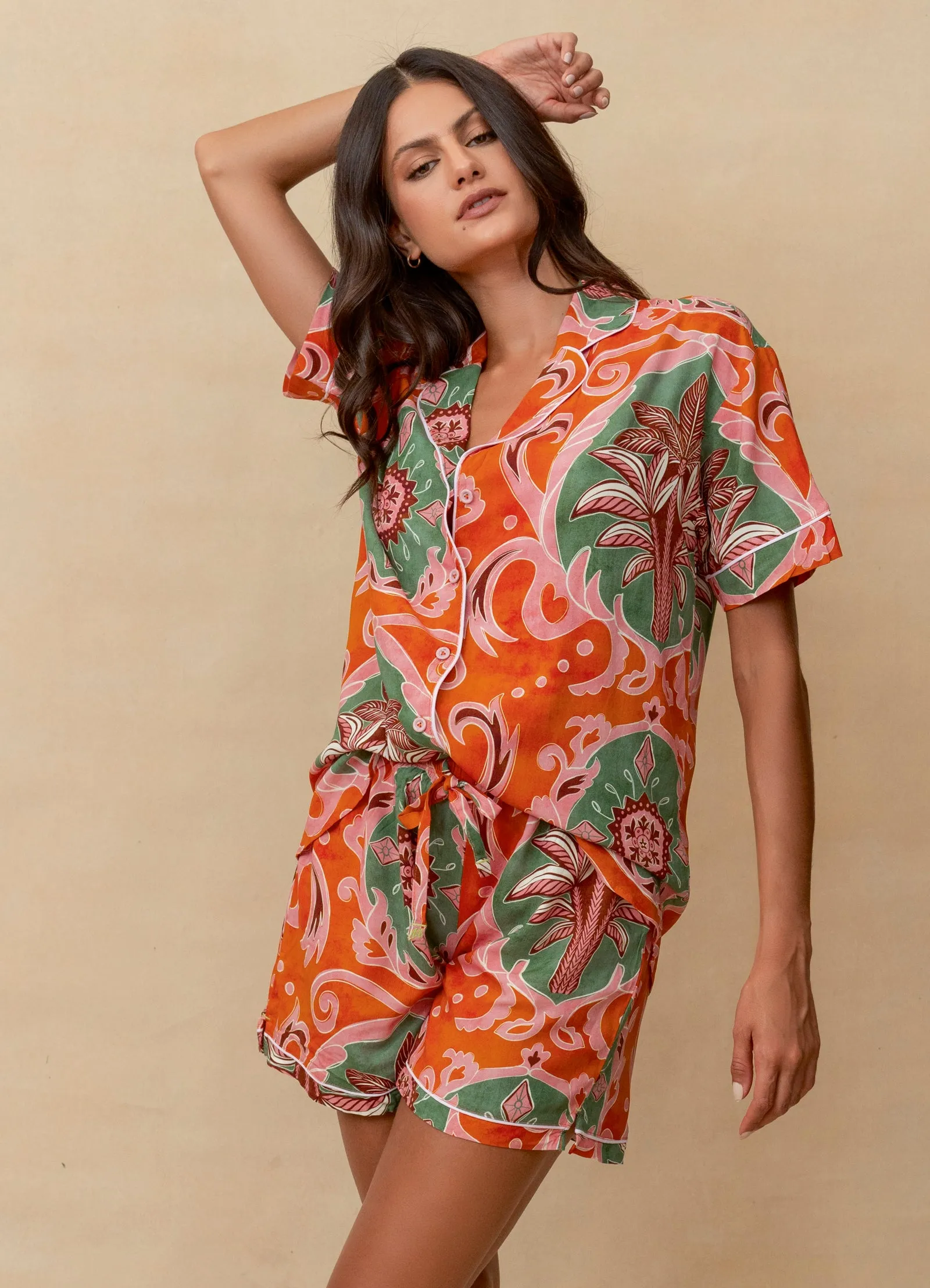 Maaji Chili Damask Slumber Short Sleeve Short Set