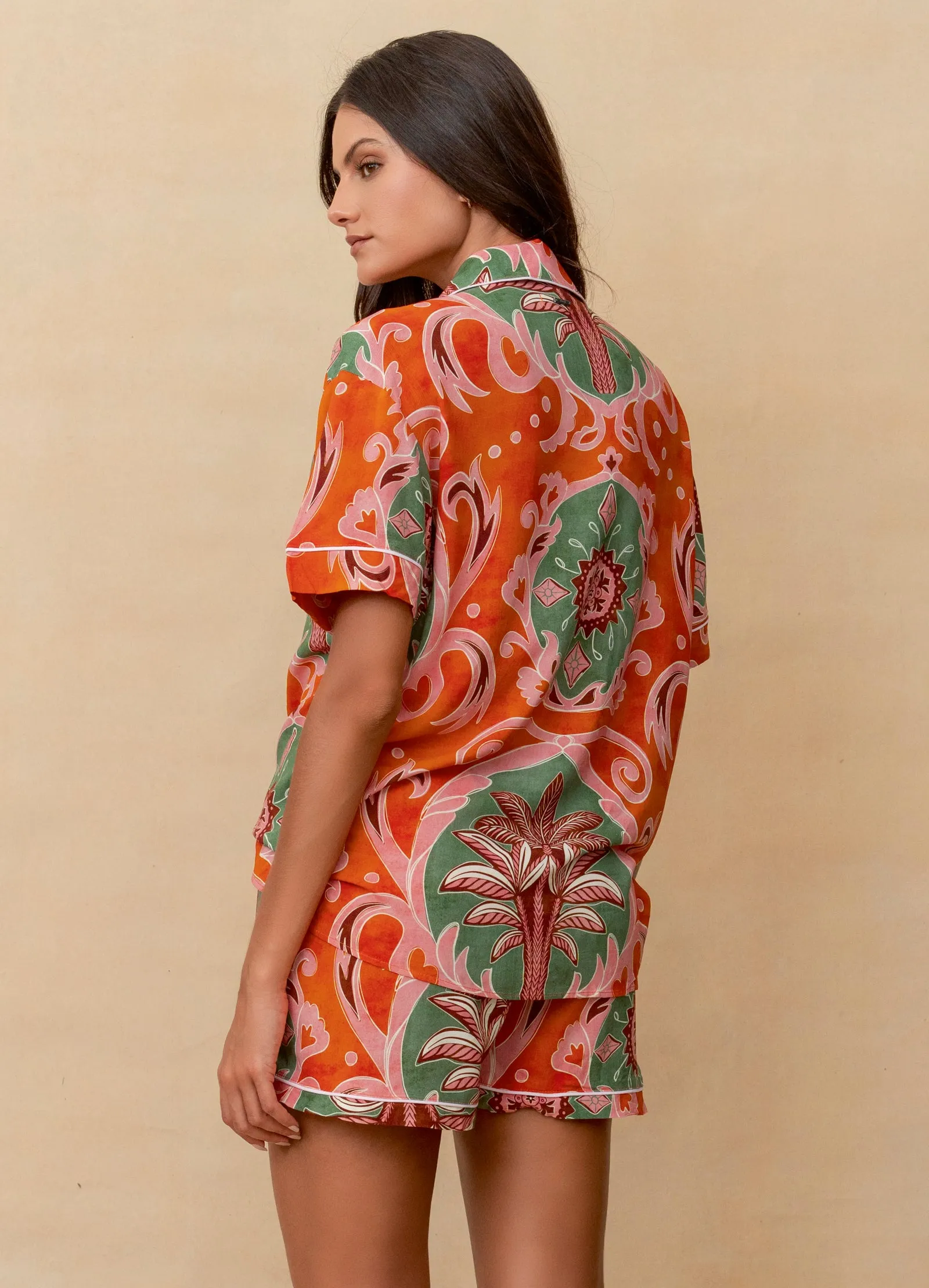 Maaji Chili Damask Slumber Short Sleeve Short Set