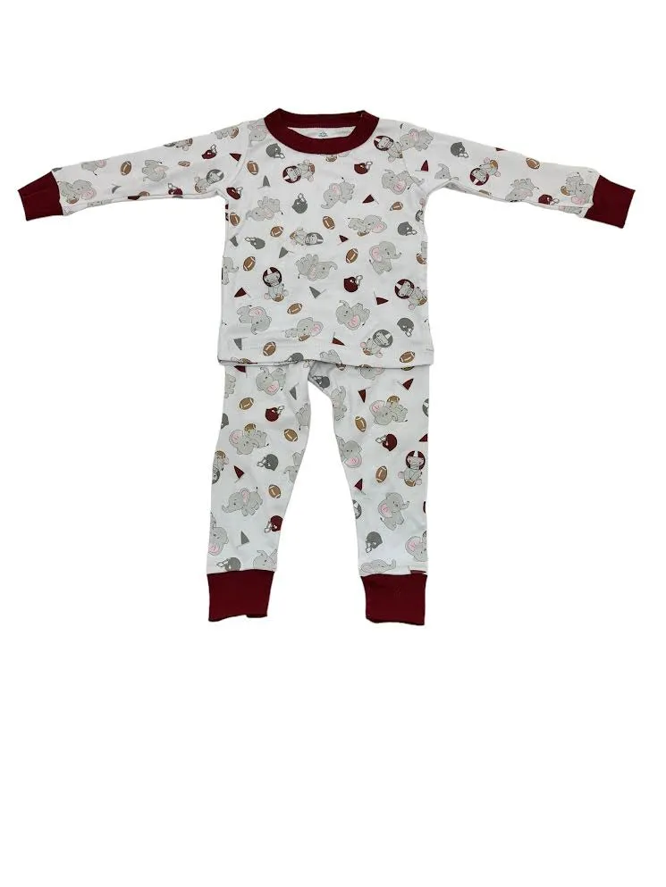 Magnolia Baby Elephant Football Classics long Pajamas 5272-LPT 5106