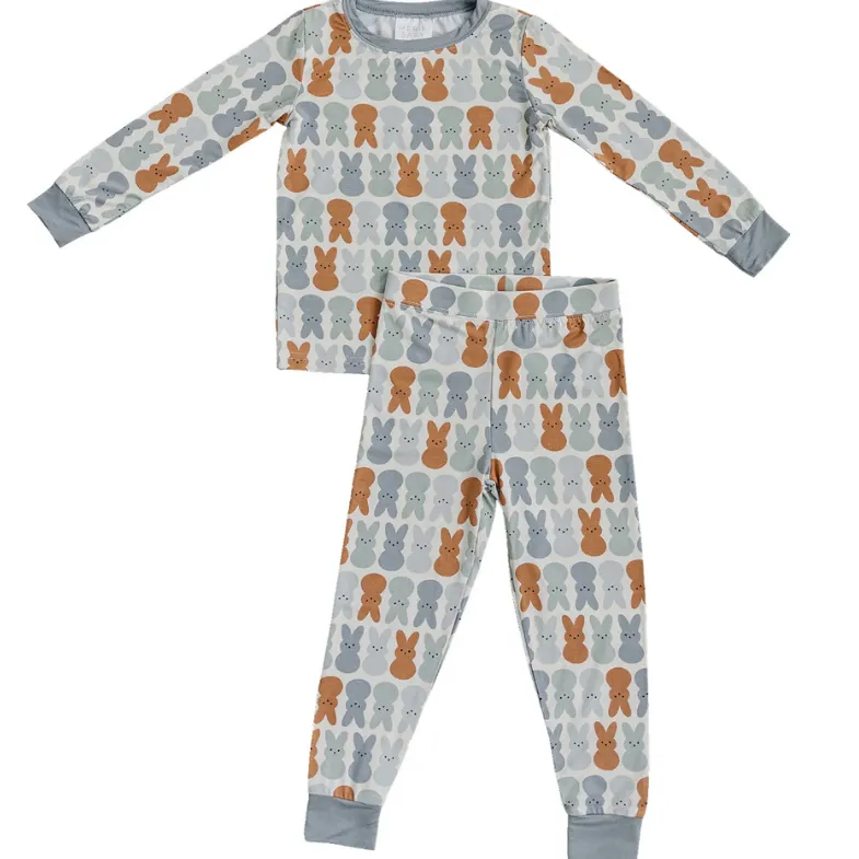Mebie Baby - Bamboo Two-Piece Pajamas in Blue Bunny
