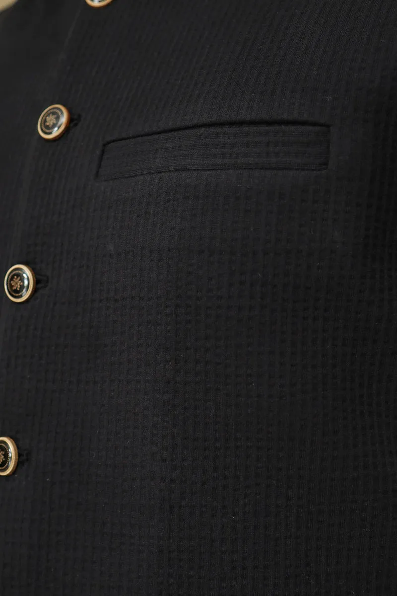 Men Premium Fabric Waistcoat Black