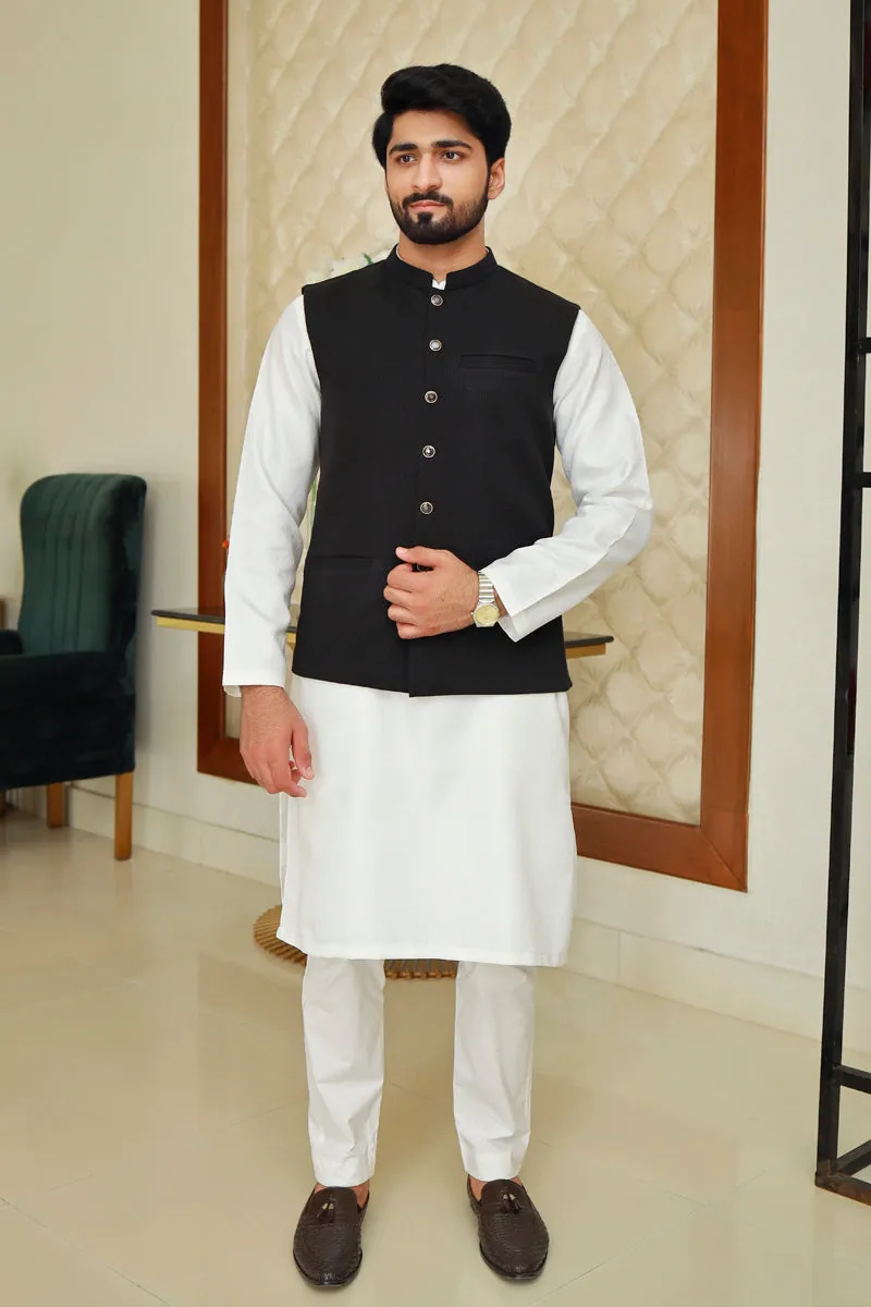 Men Premium Fabric Waistcoat Black