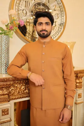 Men Premium Khaddar Waistcoat Mustard