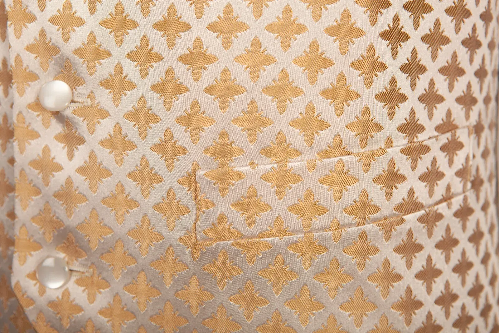 Men's Gold & Ivory Patterned Waistcoat