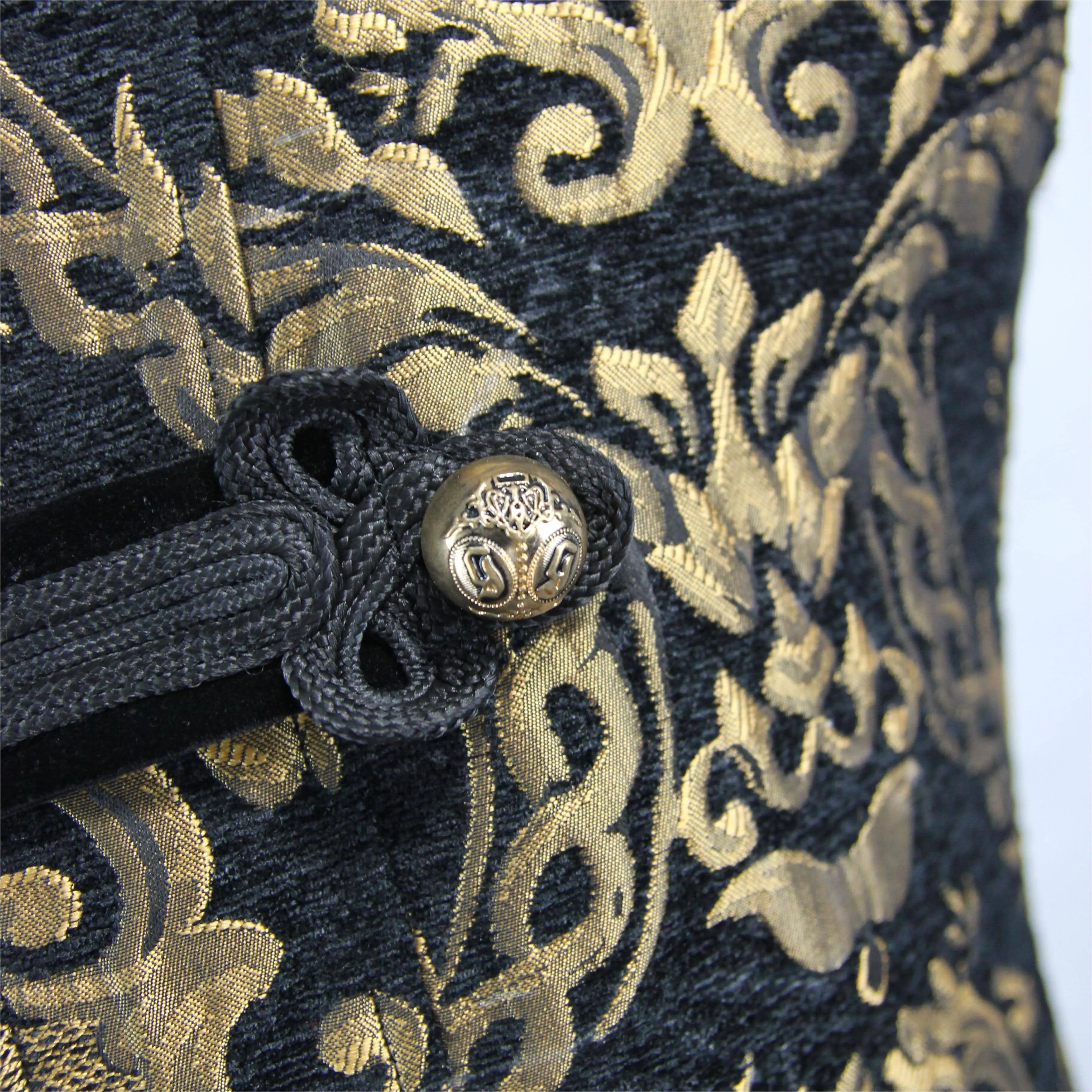 Men's Gothic Stand Collar Totem Embroidered Waistcoat Golden