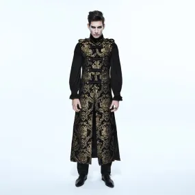 Men's Gothic Stand Collar Totem Embroidered Waistcoat Golden