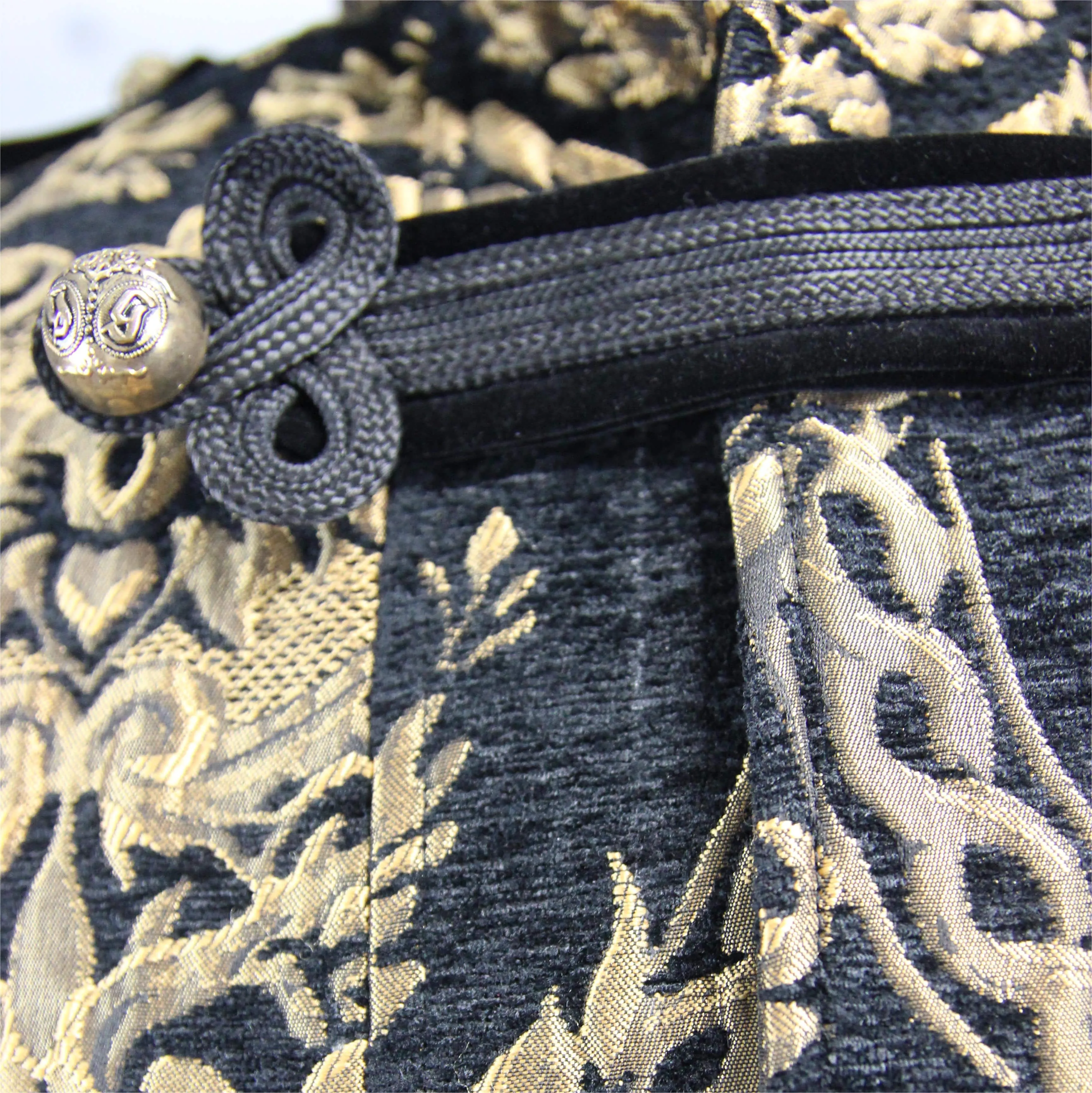 Men's Gothic Stand Collar Totem Embroidered Waistcoat Golden