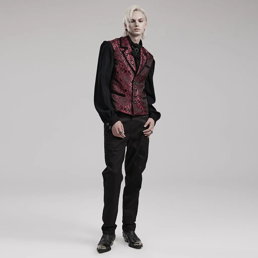 Men's Gothic V-neck Splice Jacquard Waistcoat