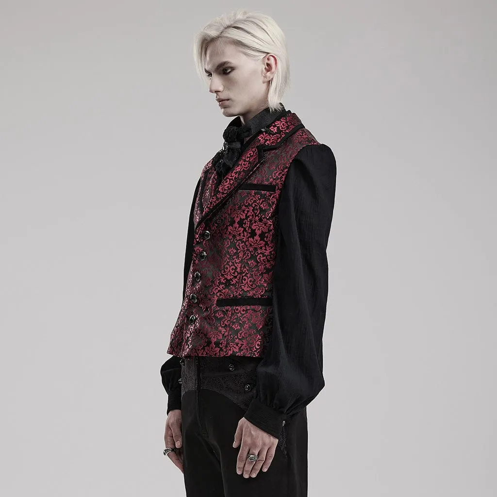 Men's Gothic V-neck Splice Jacquard Waistcoat