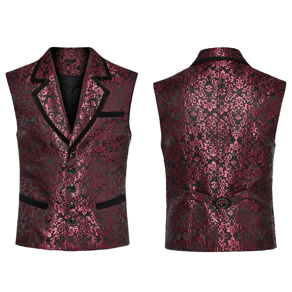 Men's Gothic V-neck Splice Jacquard Waistcoat