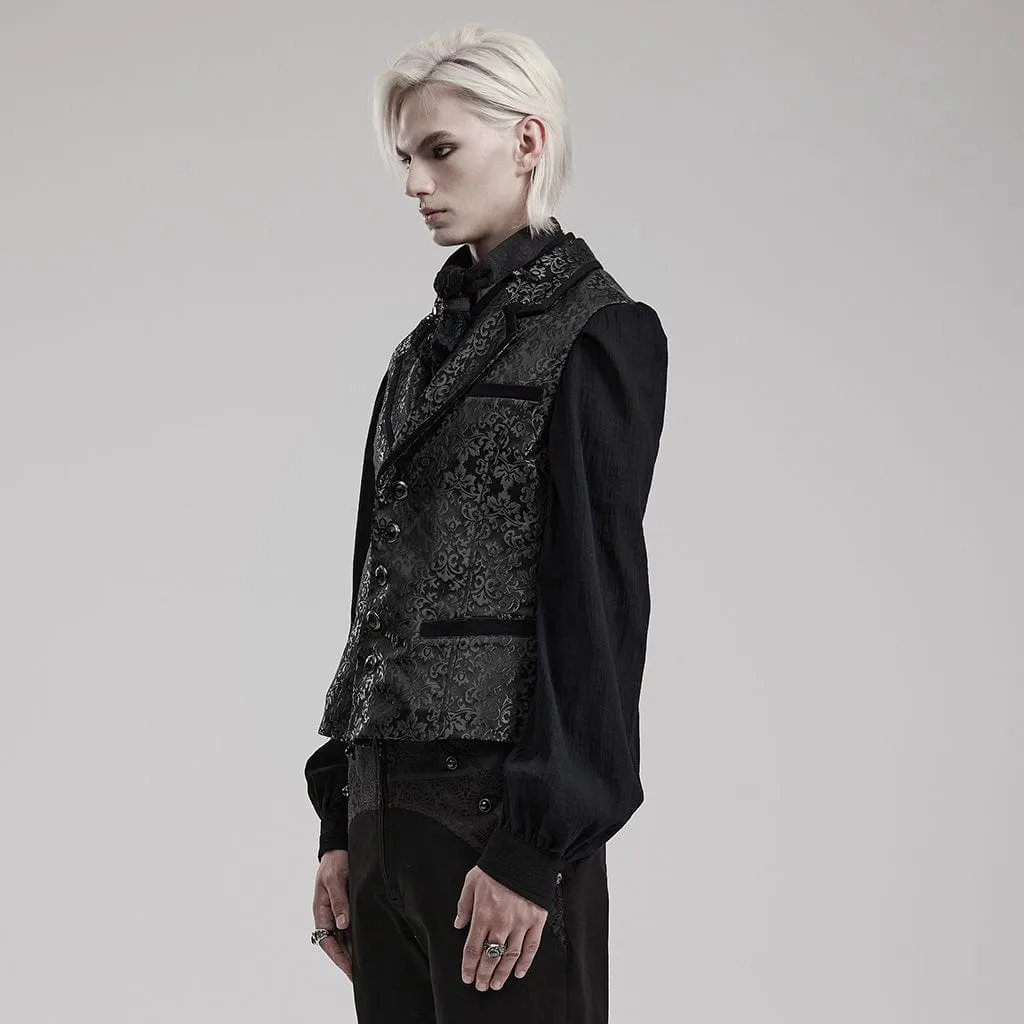 Men's Gothic V-neck Splice Jacquard Waistcoat