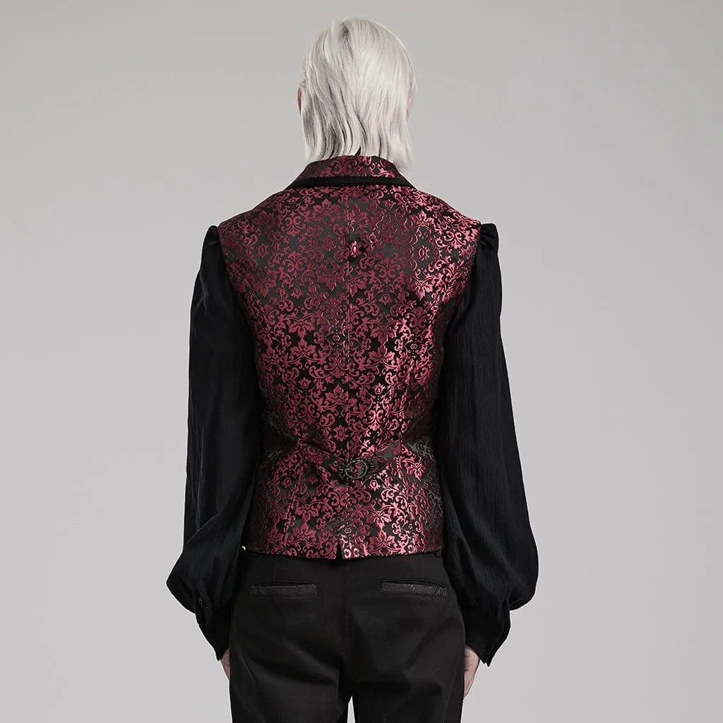 Men's Gothic V-neck Splice Jacquard Waistcoat