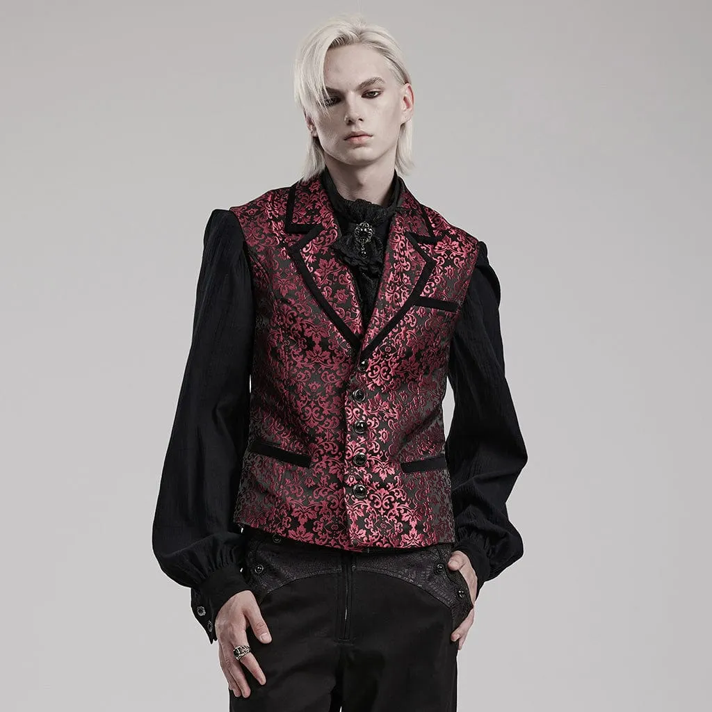 Men's Gothic V-neck Splice Jacquard Waistcoat
