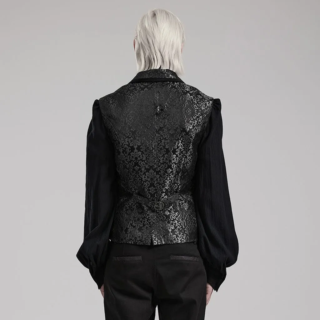 Men's Gothic V-neck Splice Jacquard Waistcoat