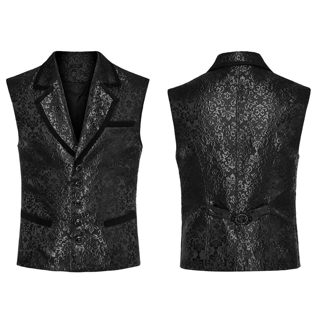 Men's Gothic V-neck Splice Jacquard Waistcoat