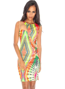 Multicoloured Aztec print design Evening Party Mini dress