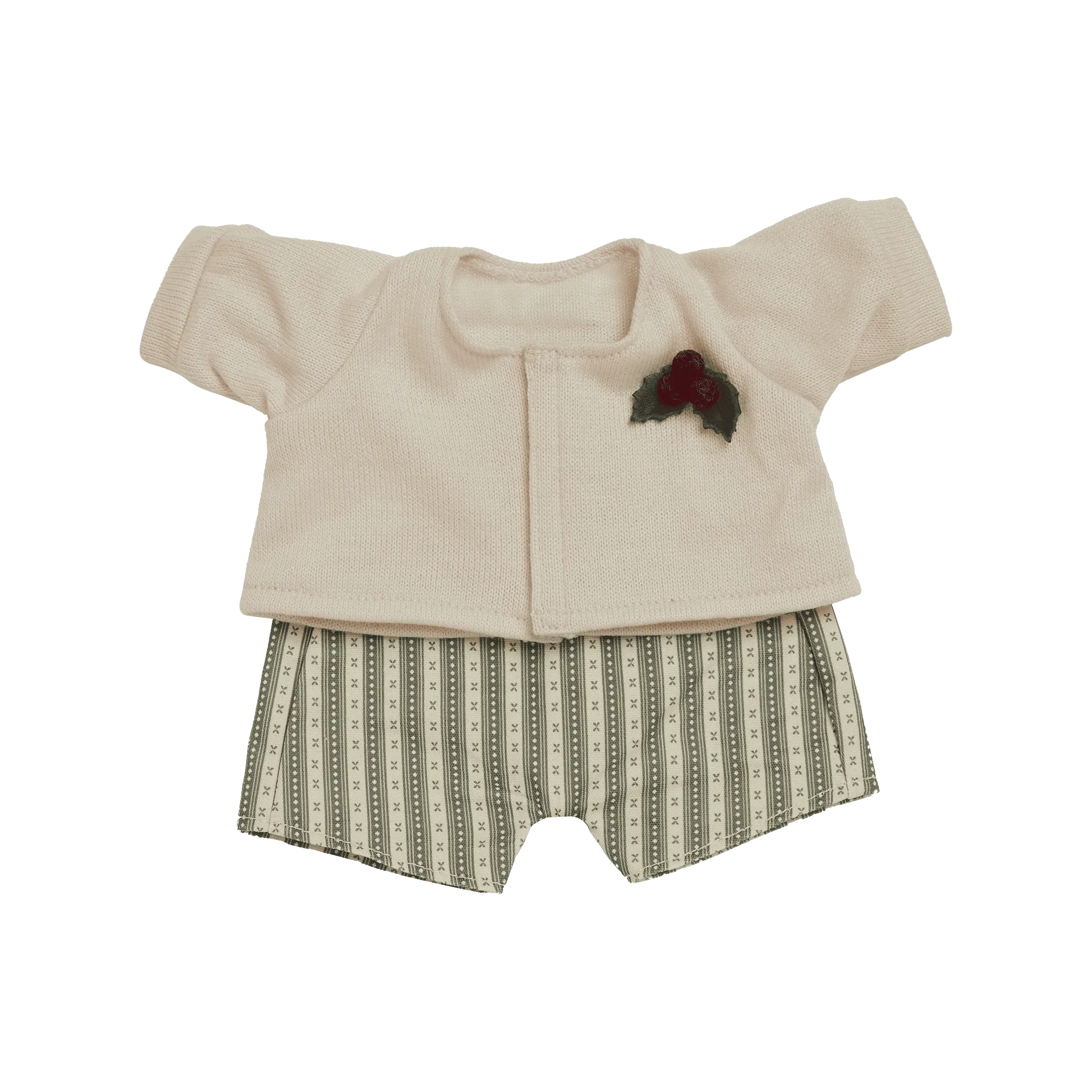 Olli Ella Dinkum Doll Cardigan and Romper Set - Holiday
