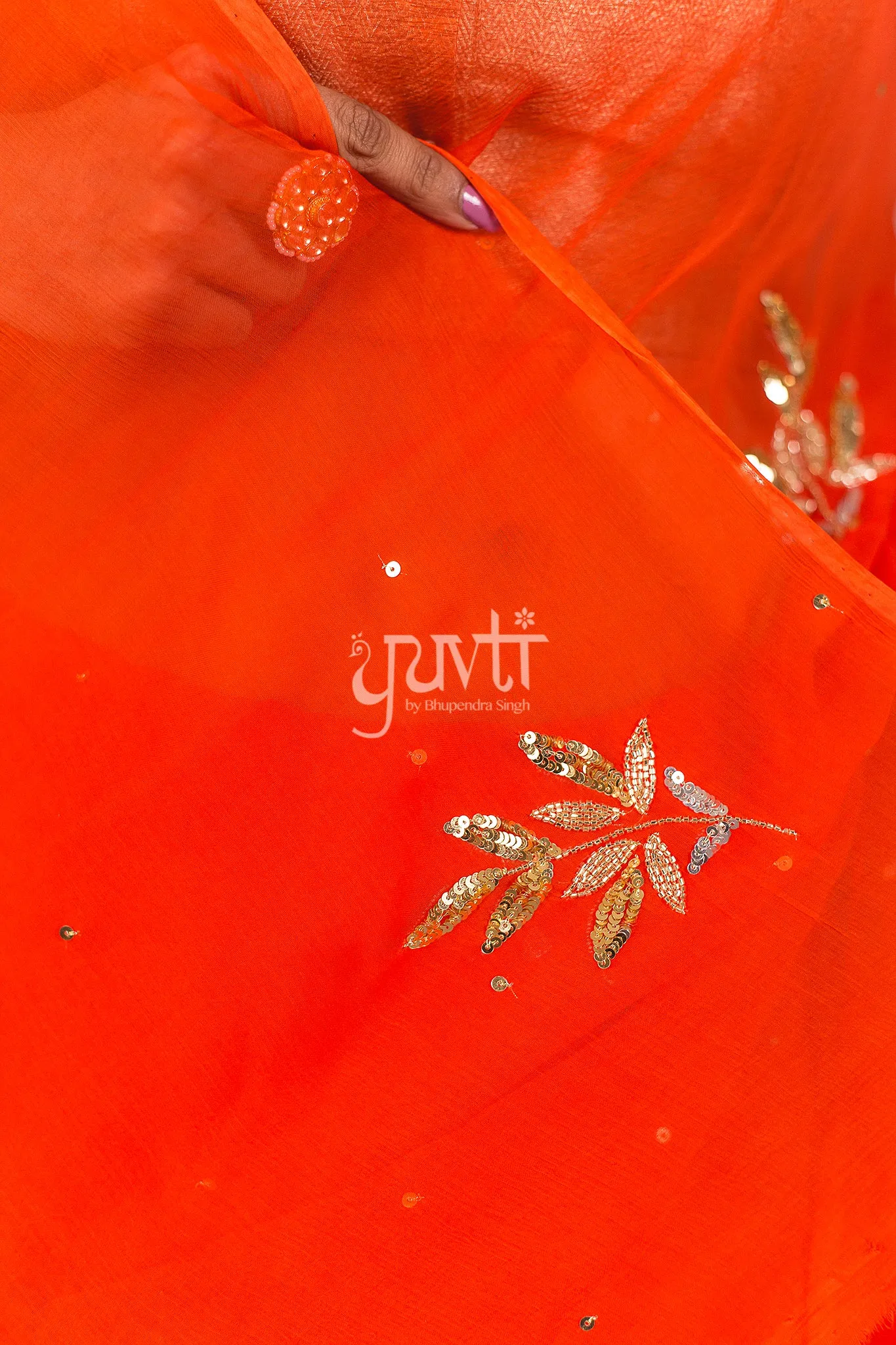 Orange Chiffon Saree