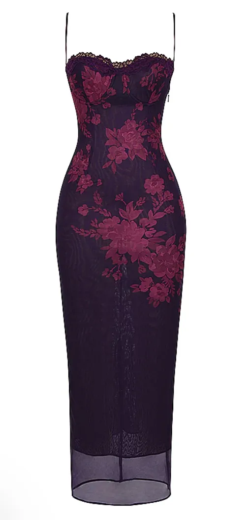 Paola Maxi Floral Dress (Purple)