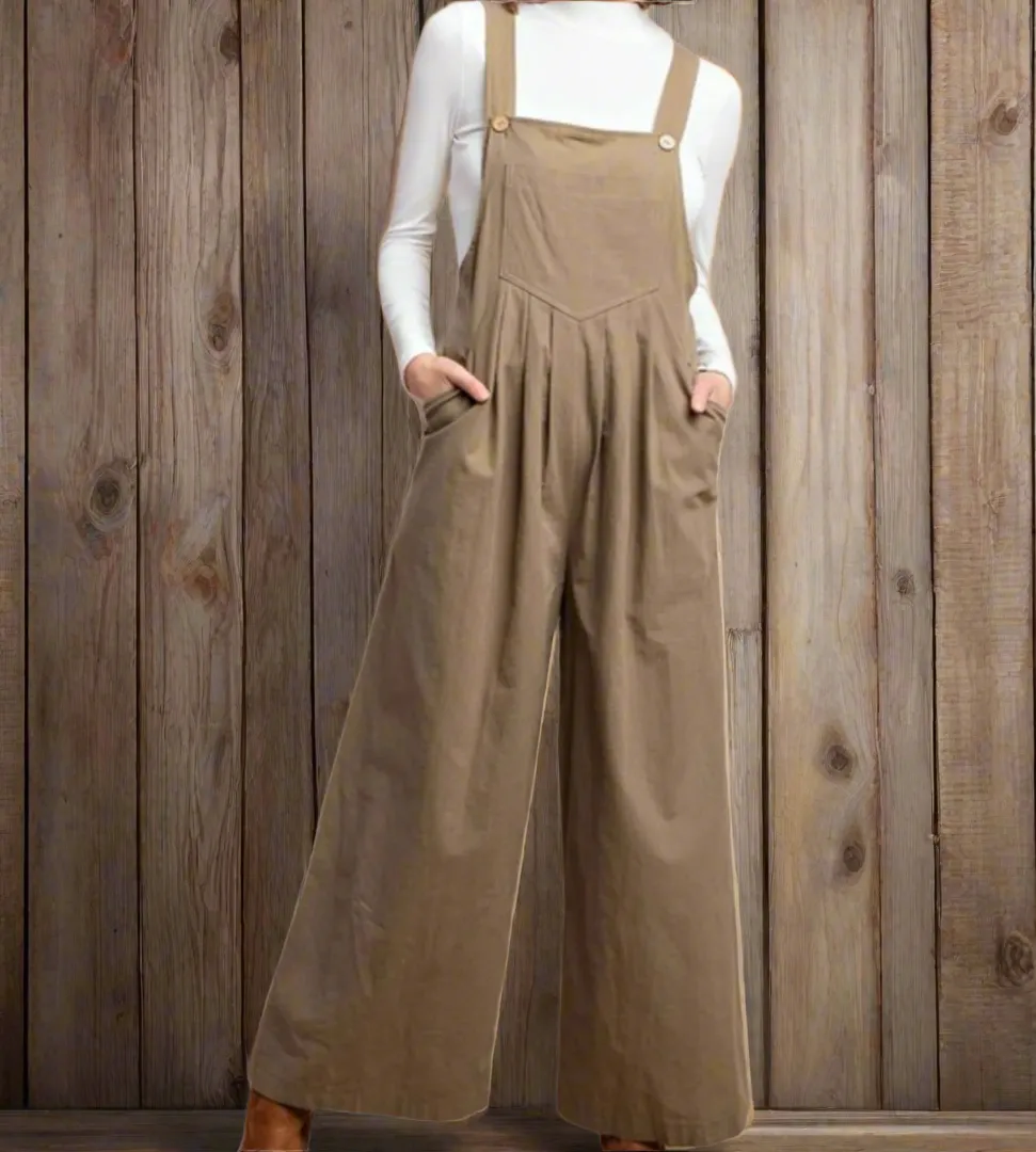 Pintuck Detail Overall with Side Pockets