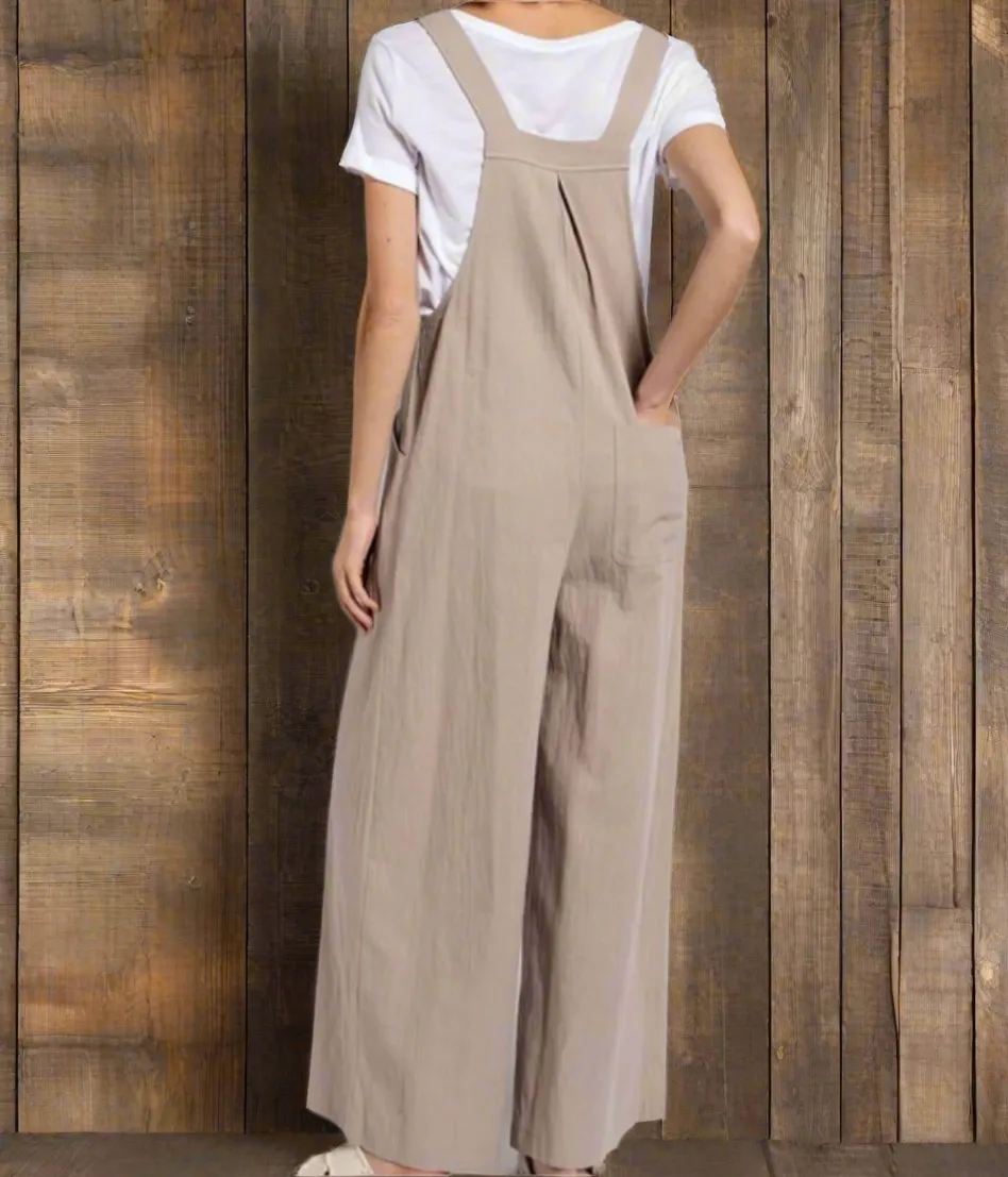 Pintuck Detail Overall with Side Pockets
