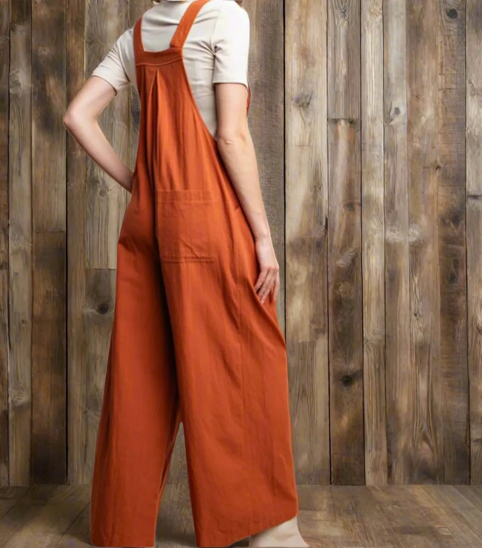Pintuck Detail Overall with Side Pockets