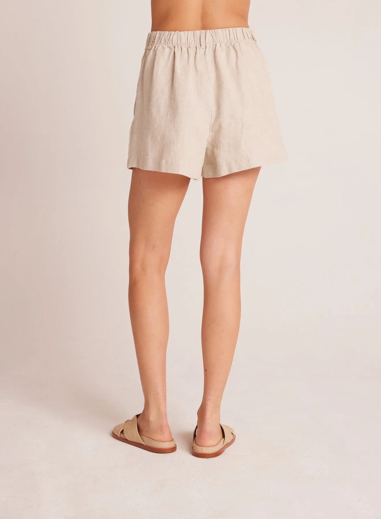 Pleat Front Trouser Short - Linen Sand