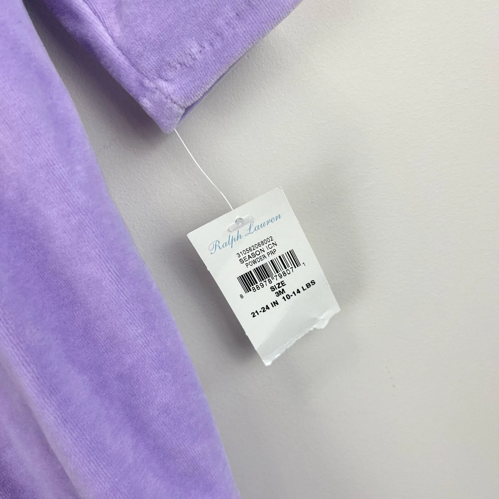 Ralph Lauren Velour Ruffle Shawl-Collar Footed Coverall 3 Months NWT