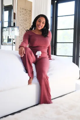 Ribbed Lounge Top - Merlot