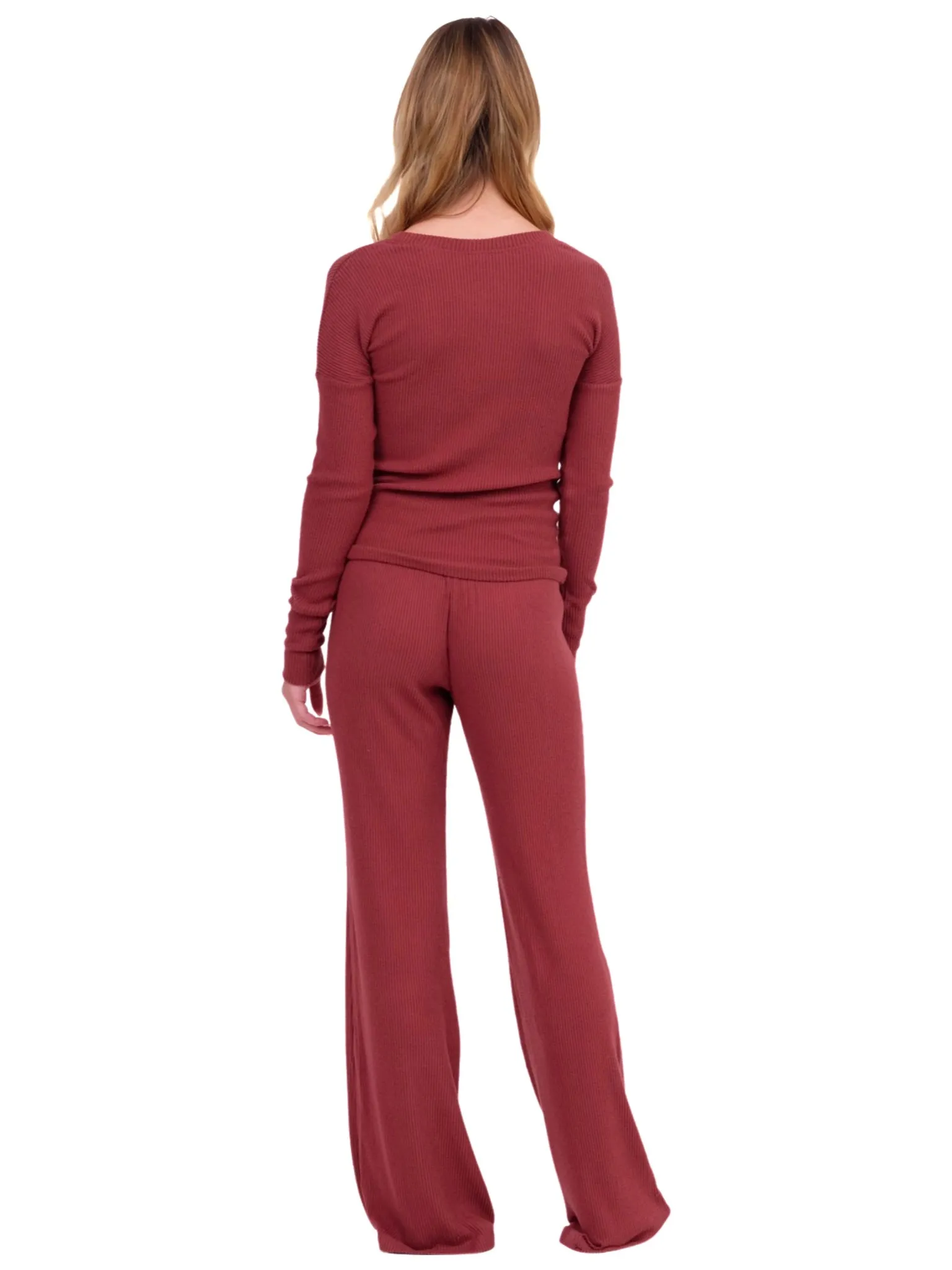 Ribbed Lounge Top - Merlot