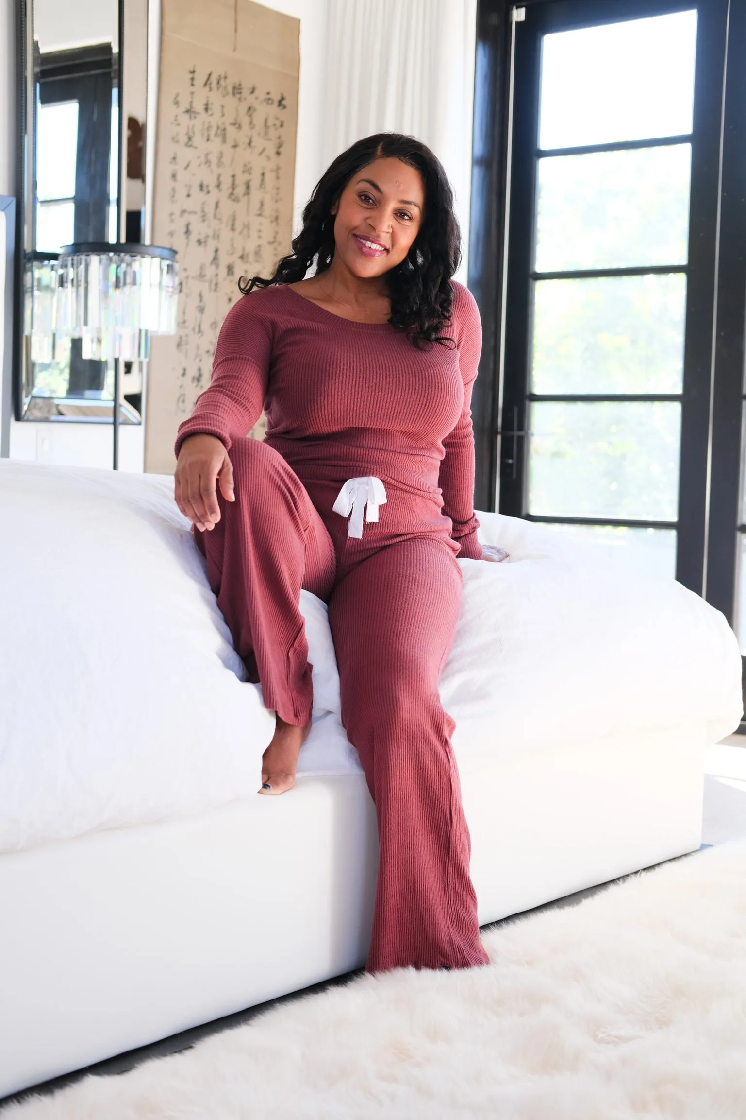 Ribbed Lounge Top - Merlot