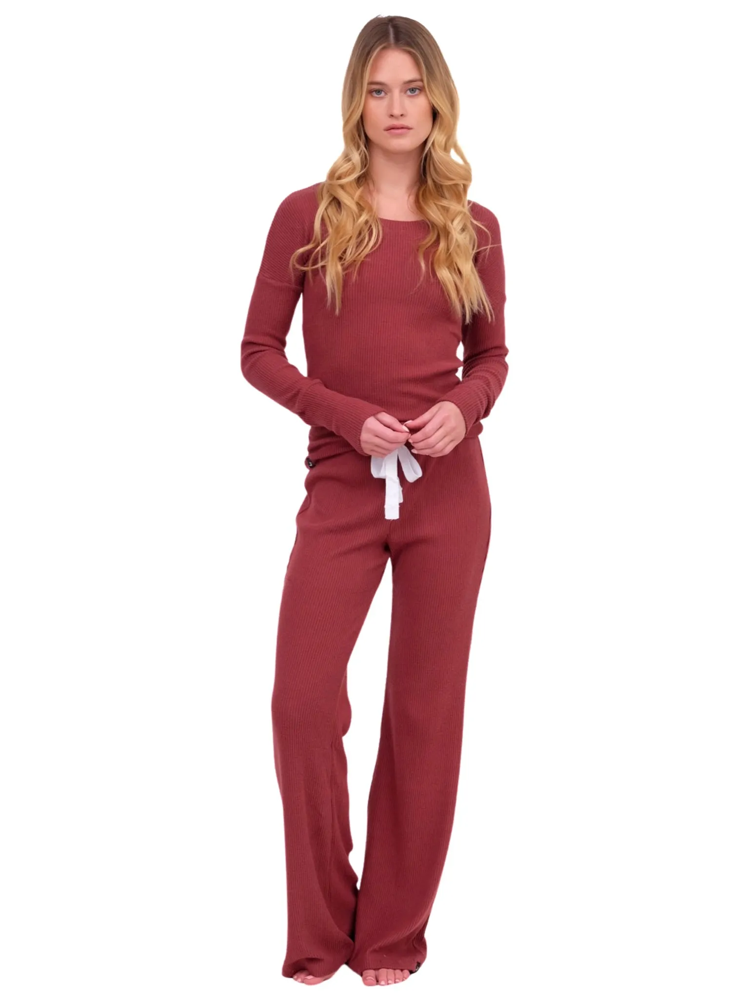 Ribbed Lounge Top - Merlot