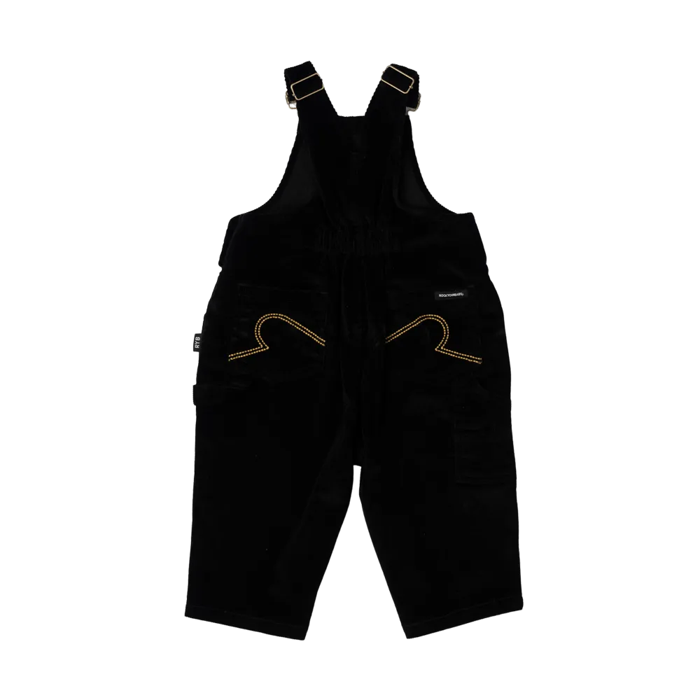 Rock Your Baby Black Cord Baby Overalls